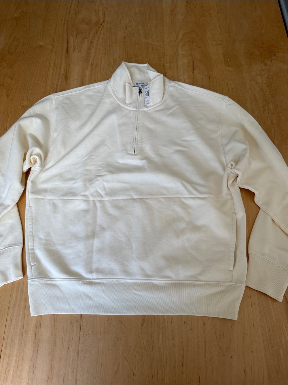 Madewell Men's Cream Half-Zip Sweater